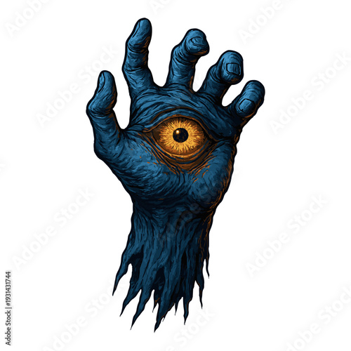 Surreal Monster Hand with Eye Dark Fantasy Vector Illustration
