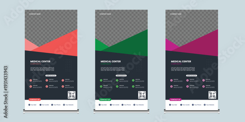 Modern Healthcare and medical center Corporate roll up banner design or pull up banner template and stand design, advertisement, flyer design, display