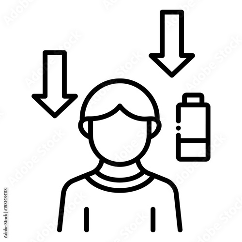 Low Energy Person with Arrows and Battery Icon
