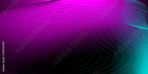 Digital technology blue green background, online cyber media algorithm, pink abstract wave futuristic circuit tech, dot illustration vector desgn eps10