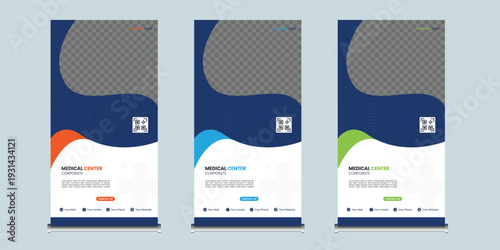 Modern Healthcare and medical center Corporate roll up banner design or pull up banner template and stand design, advertisement, flyer design, display