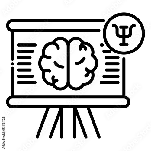 Psychology Presentation with Brain Diagram and Psi Symbol