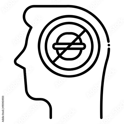 No Junk Food Concept: Diet in Mind Icon