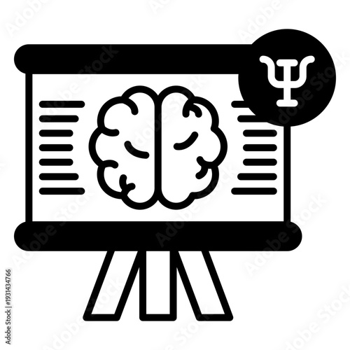 Psychology Presentation Board with Brain Diagram and Psi Symbol