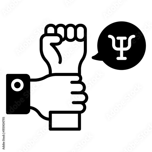 Psychology Empowerment Concept with Fist and Psi Symbol
