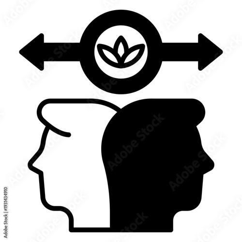 Split Mind Concept with Two Profile Faces