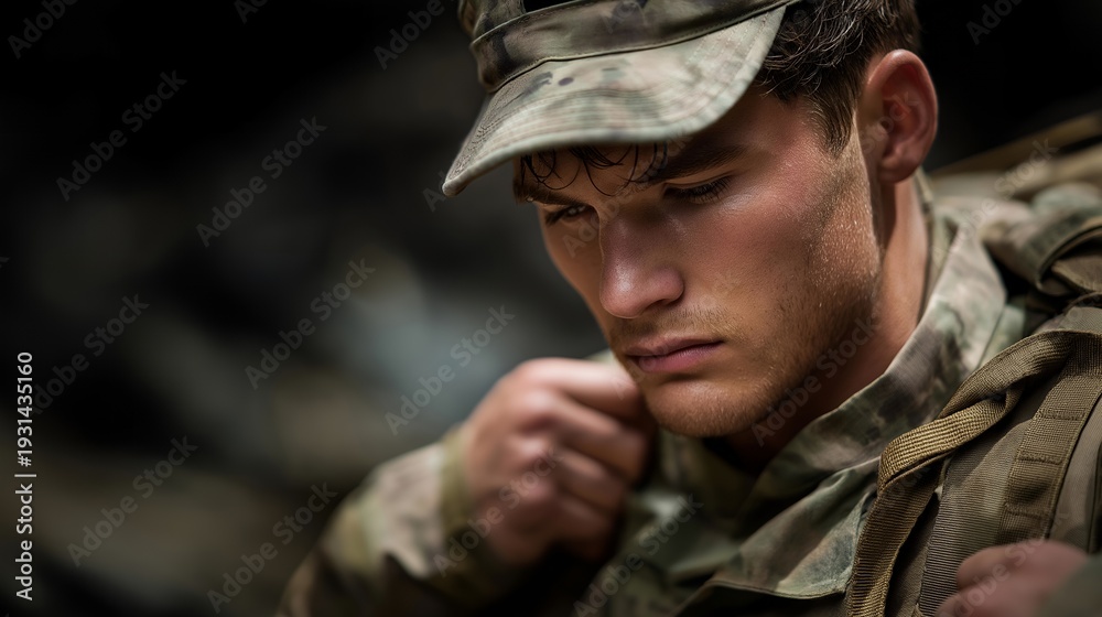 Fototapeta premium Army psychological resilience training with soldiers completing mental endurance challenges in isolated conditions, perfect for military mental training concept, soldier psychological preparation,