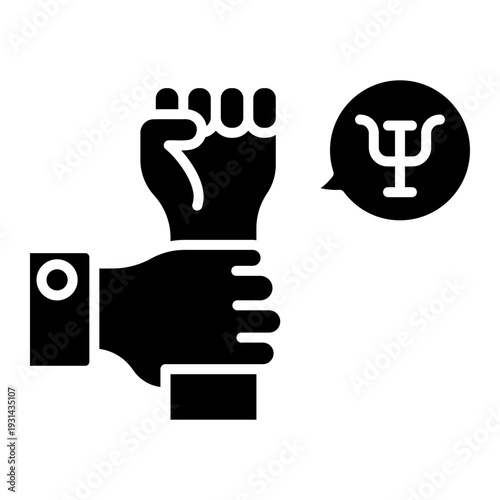 Psychology Empowerment: Fist Holding Psi Symbol
