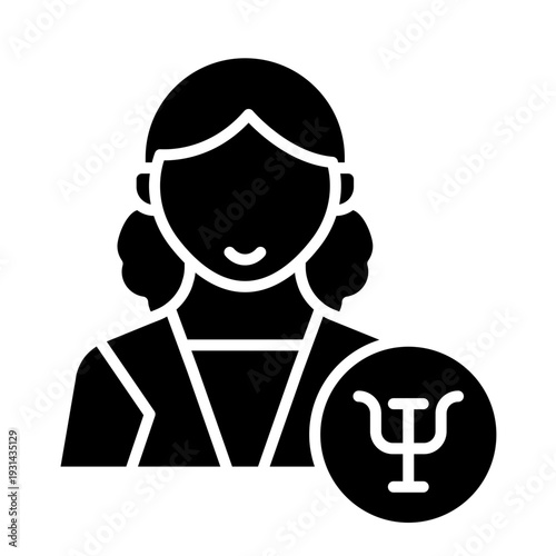Female Psychologist Icon with Psi Symbol