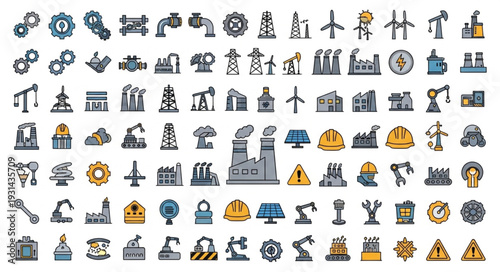 Industrial Icons and Symbols Collection.