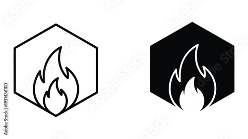 Fire Symbol Hexagon Icon Commercial