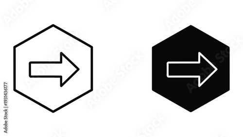 Right Arrow Hexagon Icon Next Direction