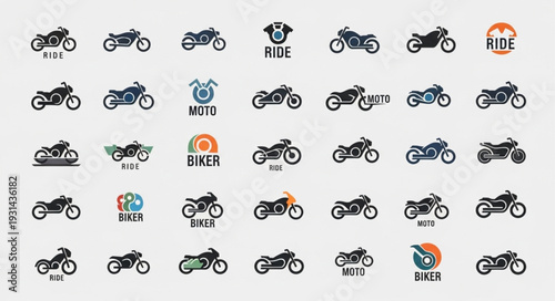 Collection of Motorcycle Icons and Logos.