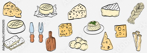 Cheese icon food with illustration party sketch and slice camembert doodle. Cheddar hand parmesan with gruyere piece brunch and dinner chechil vector. Simple swiss cheese with drawn