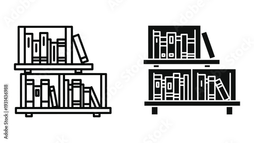 Bookshelf Library Icon Vector Commercial
