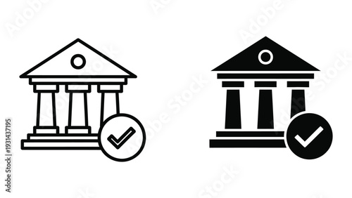 Bank Building Approved Icon Finance Transaction Symbol
