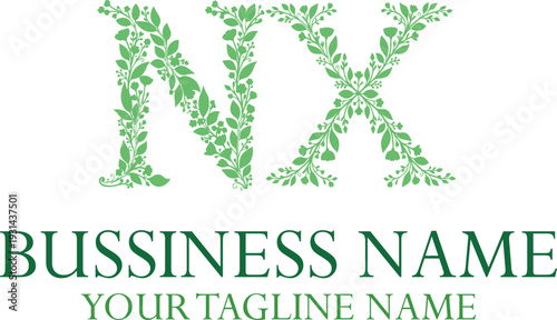 NX initials monogram letter text alphabet logo design.