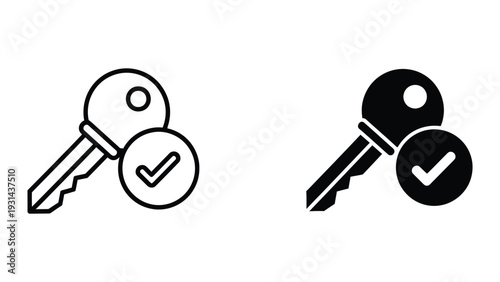Key Check Mark Icon Approval Security