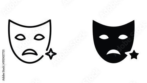 Theater Mask Sad Star Icon Commercial Visual