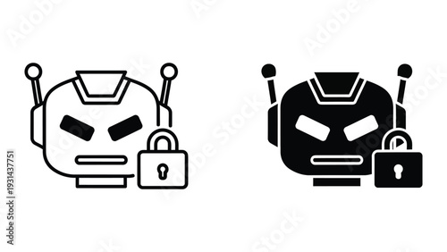 Robot Lock Security Icon Commercial Concept