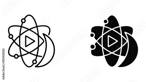 Atom Play Icon Science Media Licensing