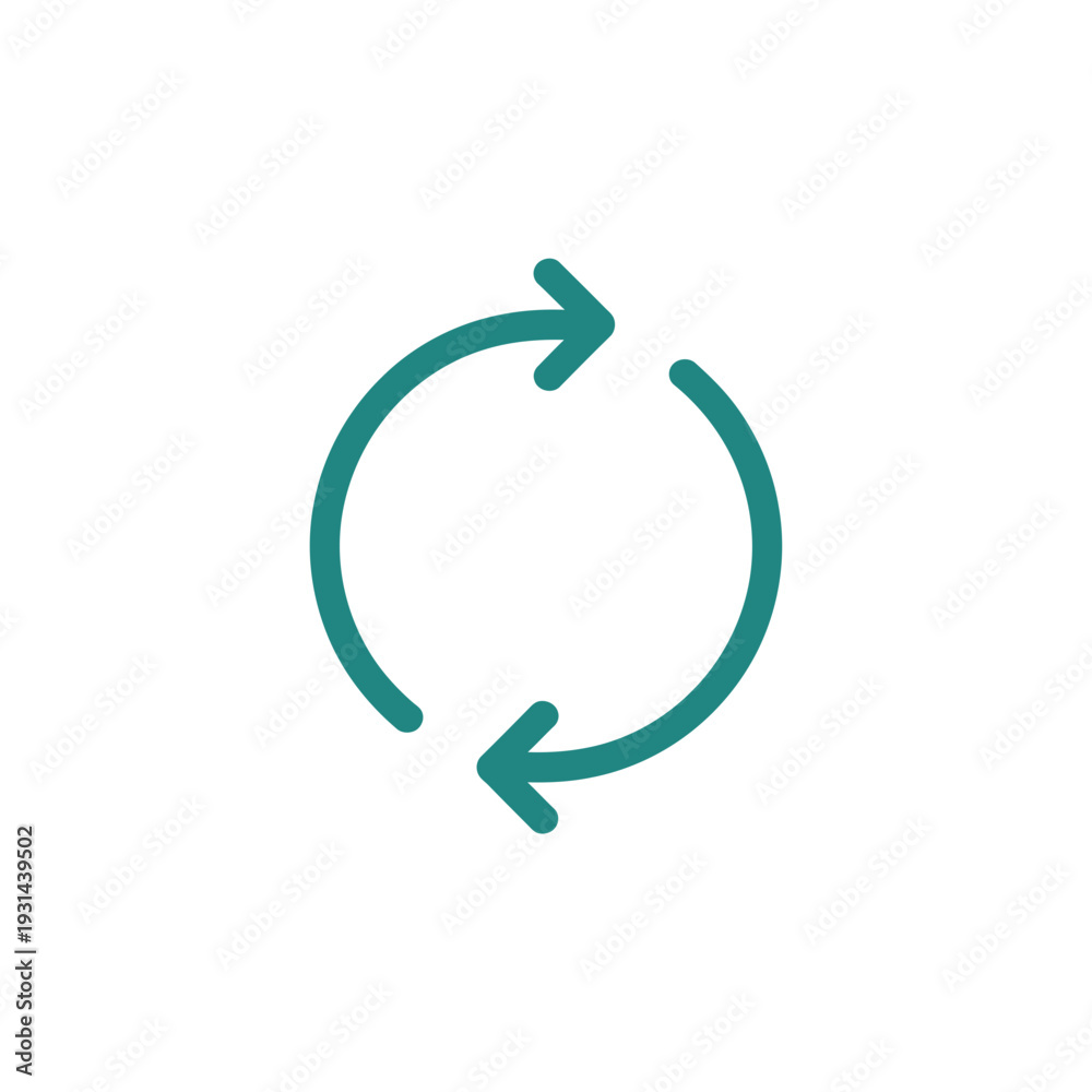 Fototapeta premium A green circular arrow icon on a white background