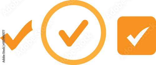 Three orange checkmarks in different shapes