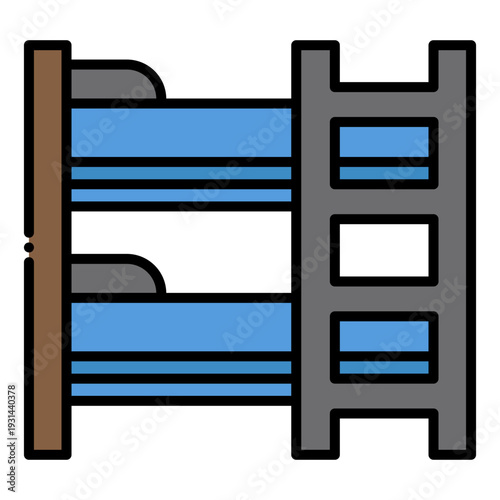 Bunk Bed Icon: Hostel Accommodation Illustration