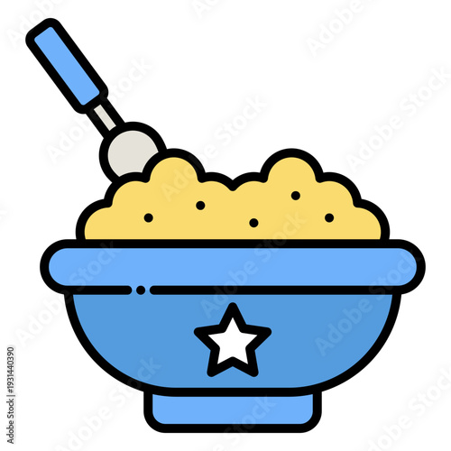 Oatmeal Bowl with Spoon, Healthy Breakfast Food