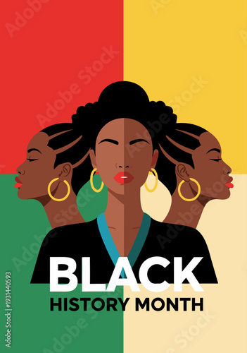 Black History Month vector illustration celebrating African heritage and Black culture with striking graphic art