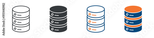 Database Icon Set Multiple Style Collection