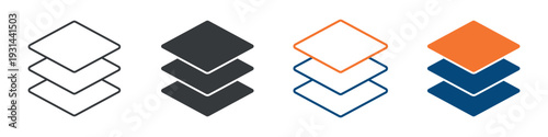 Layers Icon Set Multiple Style Collection