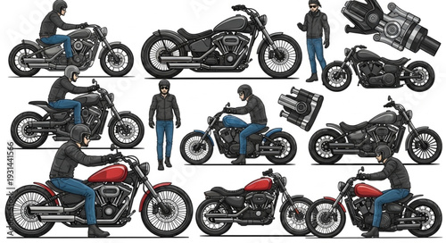 Collection of various motorcycle models and riders.