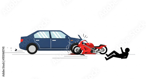 Motorcycle Accident with Car Collision.