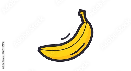 Simple vector illustration of a yellow banana on white background