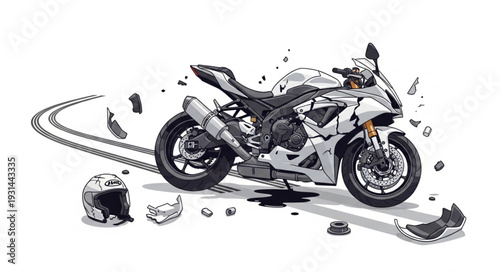 Motorcycle Parts Exploding in Motion.