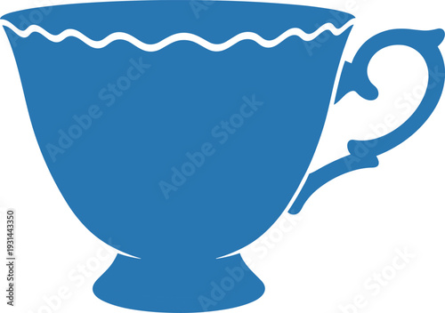 Elegant vintage teacup silhouette vector illustration classic ceramic cup icon decorative tea drinkware isolated design