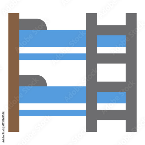 Bunk Bed Illustration Isolated on White Background