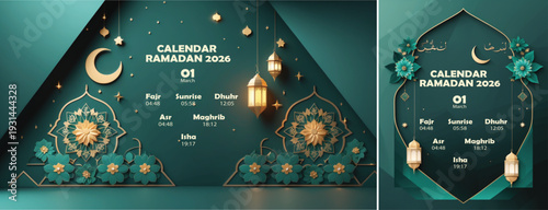 Elegant Ramadan Mubarak Calendar Background, Ramadan Calendar 2026 Background for social media template