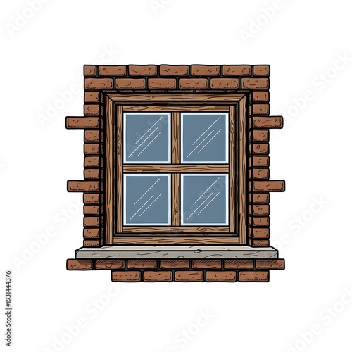 Wallpaper Mural A brown brick wall with a four-pane window Torontodigital.ca