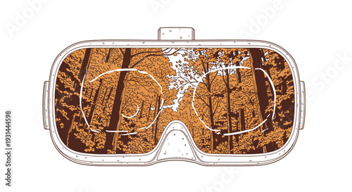 Virtual Reality Goggles with Wooden Texture Design.