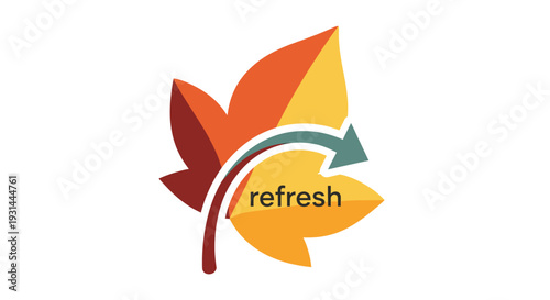 Colorful leaf logo with refresh text and arrow symbol.