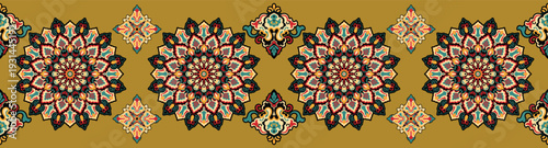 Seamless mandala floral carpet pattern.