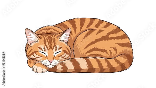 Cute orange tabby cat sleeping peacefully.