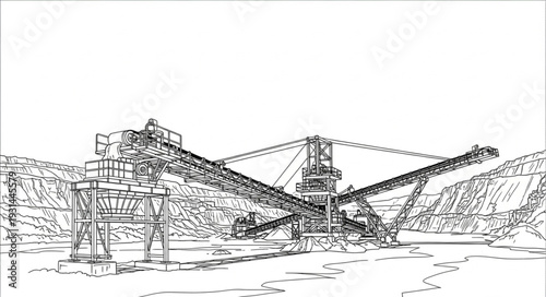 Old Stone Quarry Illustration Sketch.