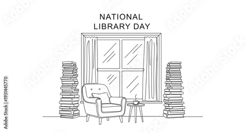 National Library Day Illustration Books.
