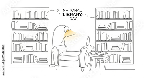 National Library Day Illustration Books.