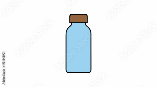 A Simple Blue Glass Bottle With A Brown Cap Isolated On A White Background Suitable For Various Design Projects