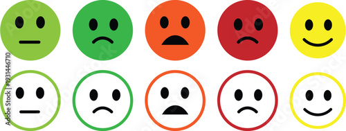 Happy and sad emoji smiley faces. Positive and negative feedback symbols. facial expressions symbol. Emotion and feeling sign. Emoji faces collection
