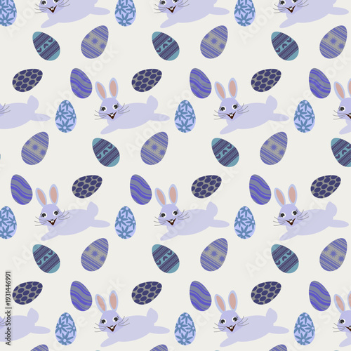 Cute smiling light purple Easter bunnies